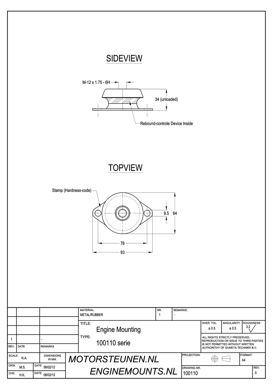 MD-Mount Motor support type 120 - 00 - M12 - max. 120 kg