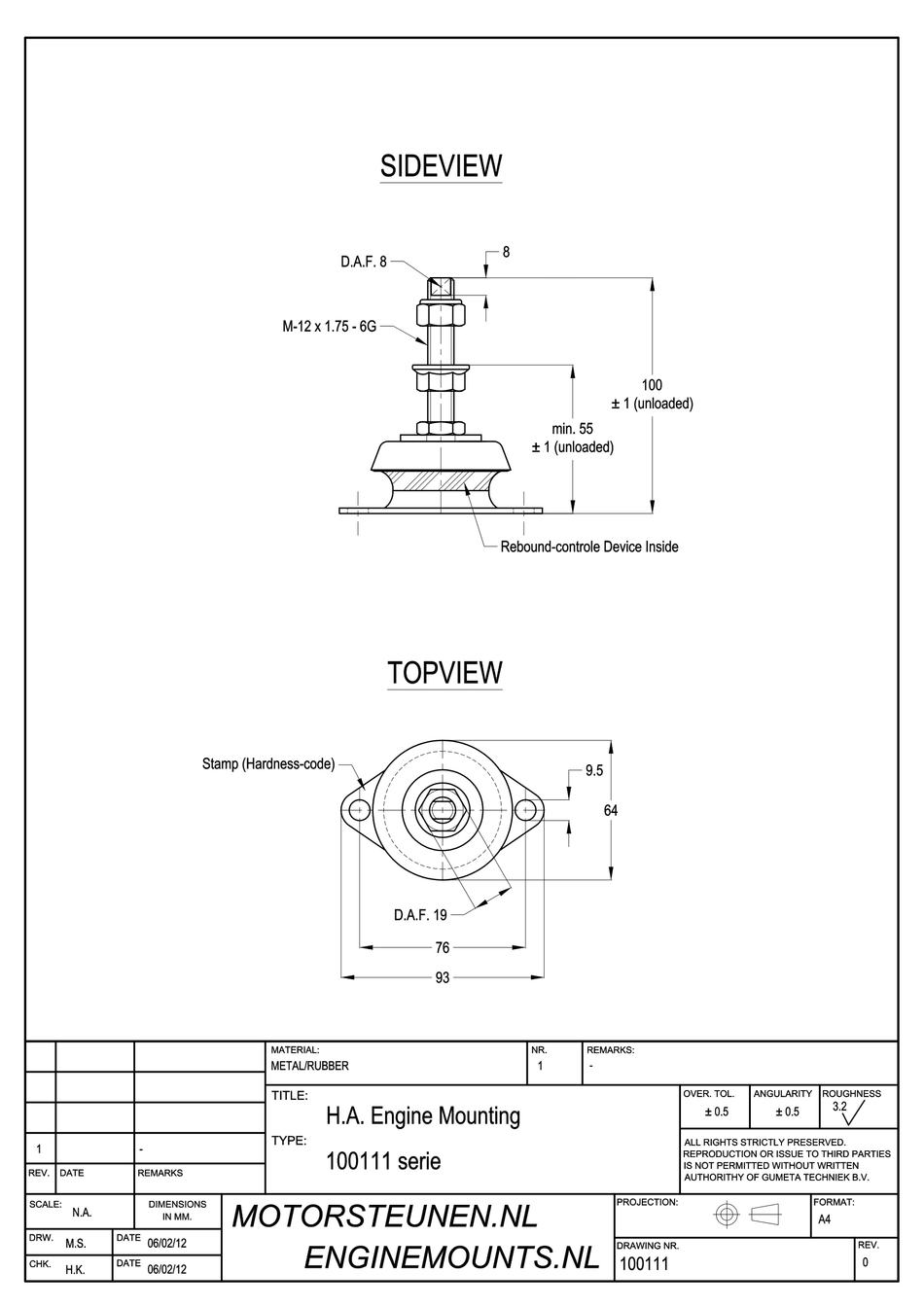 MD-Mount Motor support type 120 - 03 - M12 pin - max. 75 kg