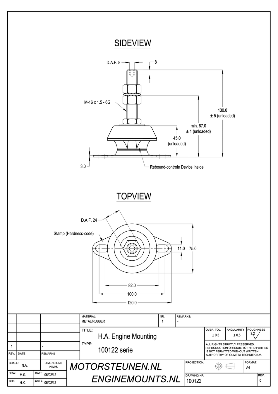 MD-Mount Motor support type 200 - 04 - M16 pin - max. 50 kg